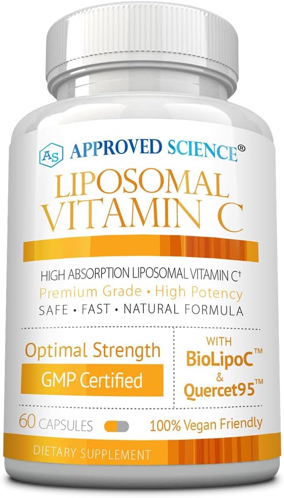 Vitamina Liposómica de Ciencia Aprobada C - 1100 mg - 60 cápsulas - Soporte Inmunitario, Colágeno Boost, Antioxidante - Absorción alta - Soluble de grasa - No GMO - Vegan - Hecho en EE.UU.