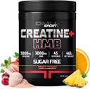 GMU SPORT - Monohidrato de Creatina con HMB Powder - 45 Serviciones, Suplementos Creatine HMB, Creatina con HMB para aumentar la fuerza, el crecimiento muscular " Energía mejorada, 3G HMB/Fruit Punch