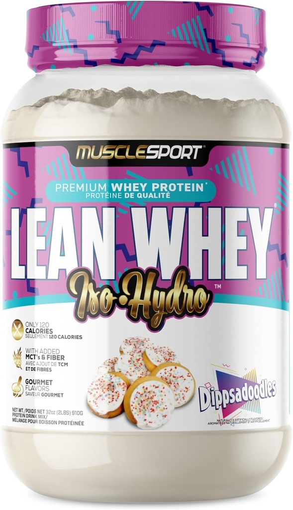 Musclesport Lean Whey Revolution™ Protein Powder - Whey Protein Isolate - Low Calorie, Low Carb, Low Fat, Incredible Flavors - 25g Protein per Scoop (2lb, Dippsadoodles)