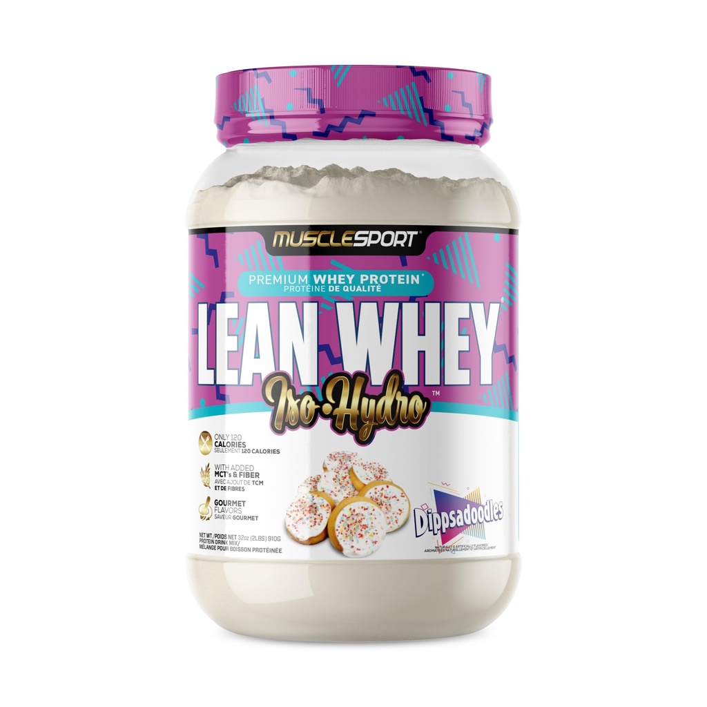 Musclesport Lean Whey RevolutionTM Protein Powder - Whey Protein Isolate - Baja Calorie, Baja Carb, Bajo Gordo, Sabores Increíbles - 25g Proteína por Scoop (2lb, Dippsadoodles)
