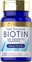 Carlyle Biotin 10000mcg ← 250 Fast Dissolve Tablets TEN Max Strength ANTE Vegetarian, Non-GMO, Gluten Free Supplement