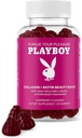 Playboy - Collagen + Biotin Beauty Boost Gummies for Hair, Skin, Nails & Lashes (60 Gummies) - Raspberry Flavored Biotin &amp; Collagen Supplement for Women &amp; Men - Non-GMO, Gluten Free, Nut Free Gummy