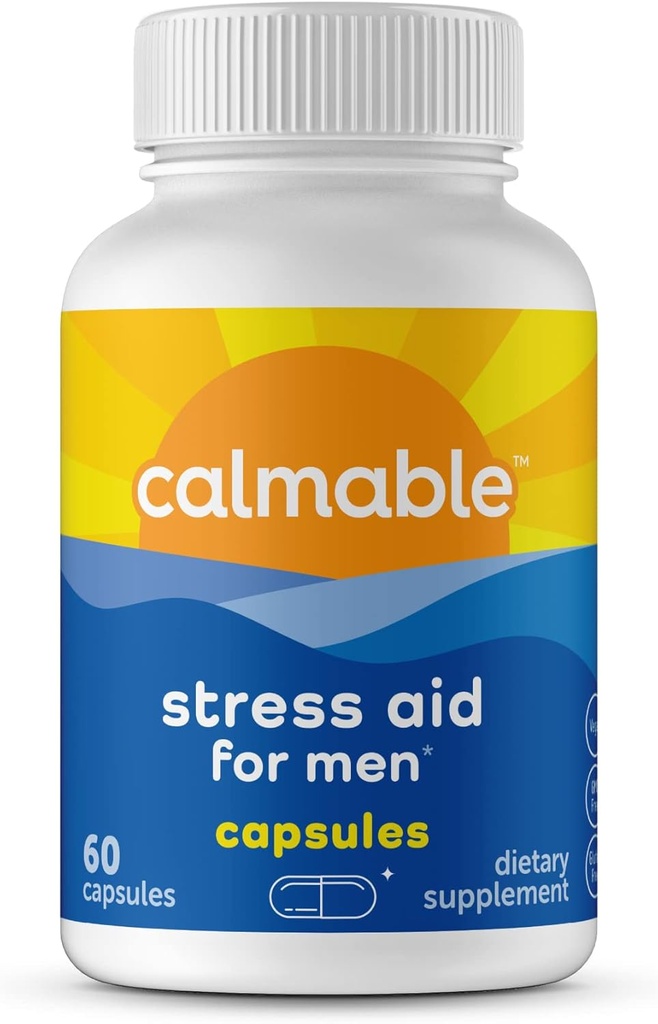 Ayuda de estrés para los hombres - Siéntete feliz, calmado, centrado y relajado y el más vibrante usted - Vegan - con Maca y Ashwagandha - Stress Support Suplemento dietético - 60 cápsulas