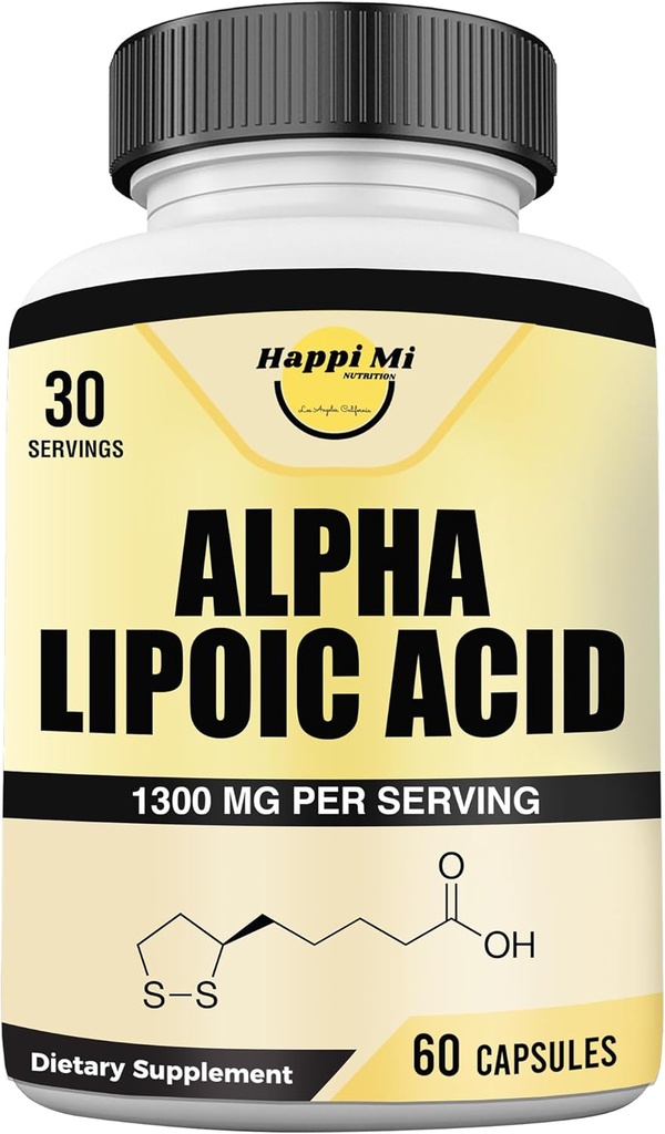 Ácido Lipoico alfa Capsulas 1300mg Por Serving - 30 Serviciones Por Botella - Apoyo Antioxidante para la salud general