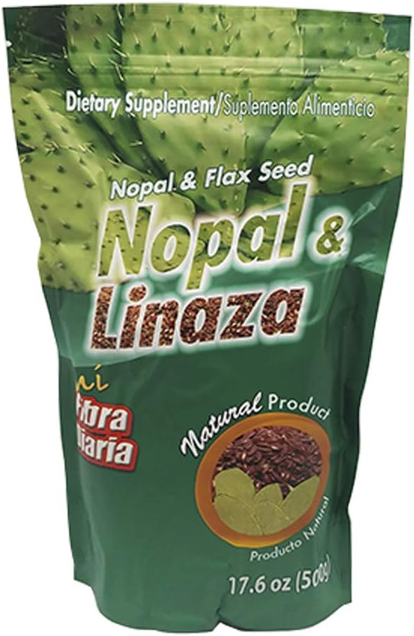 Nopal & Linaza. Nopal Cactus and Flax Seed Fiber Dietary Supplement. 17.6 oz.