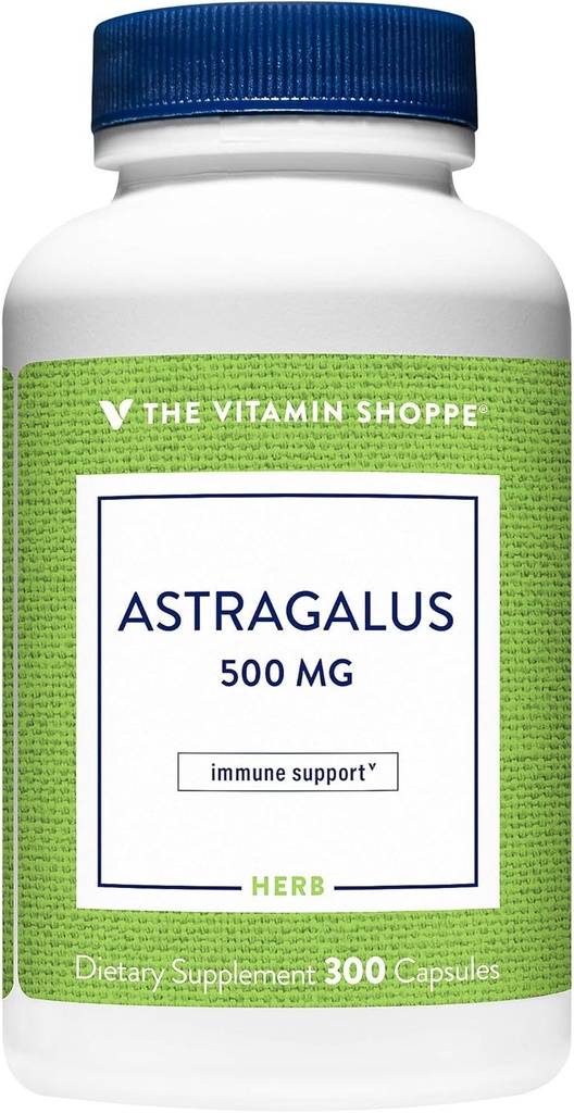 The Vitamin Shoppe Astragalus (Root) 500mg - Herbal Supplement to Support The Immune System & Body's Natural Defenses - Helps Build Stamina, Energy & Vitality (300 Capsules)