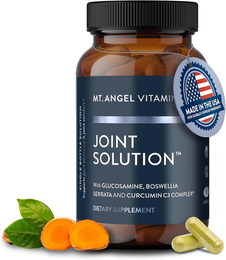 Mt. Angel Vitaminas - Solución Conjunta - Complejo de Curcumina C3, Turmérico, Tumérico, Curcumina Turmérica, Suplemento de Apoyo Conjunto, Tumérico y Ginger, Suplemento Turmérico, Glucosamina, Collagen - 60 Caps
