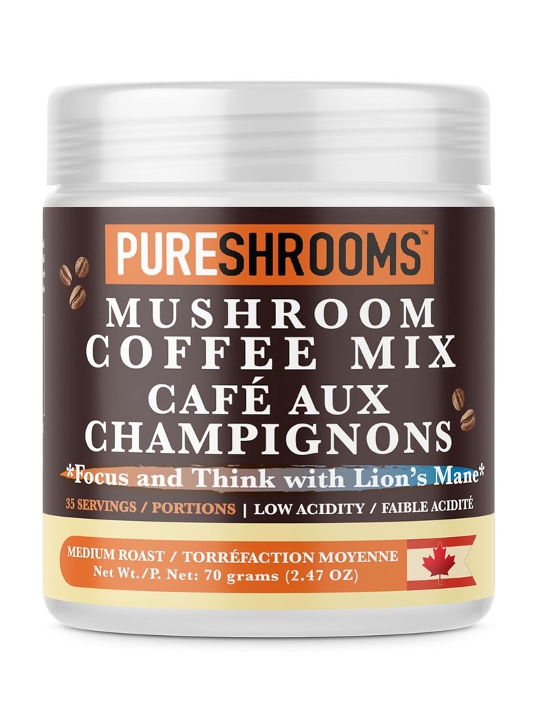 Focus &amp; Think Instant Mushroom Coffee with Ultra Concentrated Lion's Mane Mushroom Extract for Brain Boost - Enhance Focus, Clarity, and Concentration - Net Wt. 70g/2.47 oz