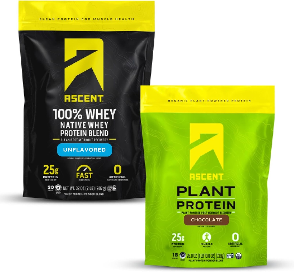 Ascenso Whey + Polvo de proteína vegetal - Desarrollado 2 lb &amp; Chocolate 18 Servings