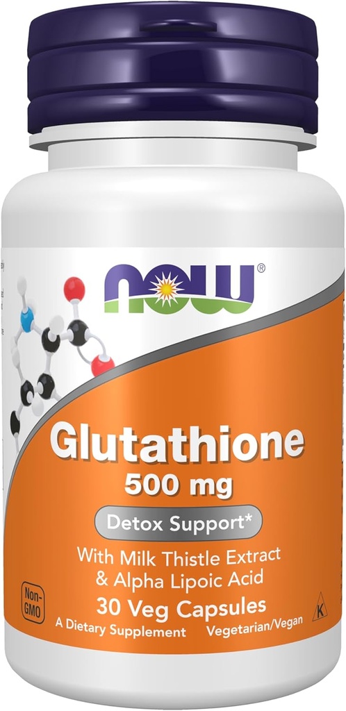AHORA Suplementos de alimentos, Glutathione 500 mg, Con Leche Esteto Extracto & Ácido Lipoico alfa, Neutralizador Radical Libre*, 30 cápsulas de Veg