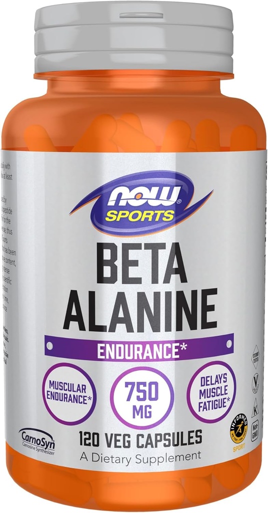 AHORA Foods Sports Nutrition, Beta-Alanine 750 mg, Delays Muscle Fatigue*, Endurance*, 120 Veg Capsules