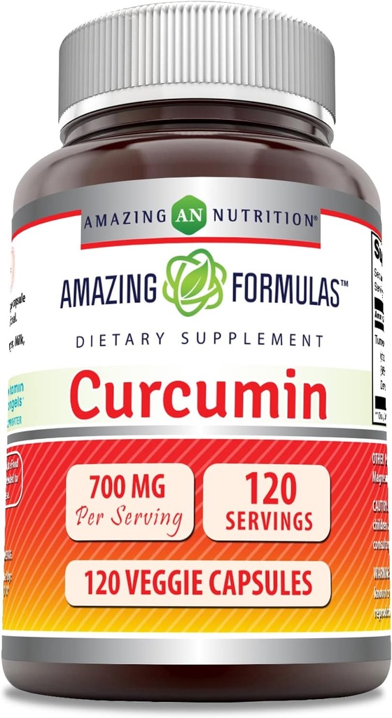 Amazing Formulas Curcumin Supplement | 700 Mg | 120 Veggie Capsules | Turmeric Root Extract | Non-GMO | Gluten Free | Made in USA