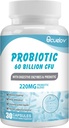 Probióticos 60 Billones CFU con 10 Estrados &amp; 3 Prebióticos Orgánicos, Suplemento Probióticos para Mujeres Hombres Apoyo Metabolismo, Inmunidad y Salud Digestiva,No Gluten Free,30 cápsulas