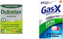 Dulcolax Alivio de la noche libre Laxante para el alivio del estreñimiento suave, Bisacodyl 5 mg Tabletas, 50 Conde &amp; Gas-X Extra Strength Chewable Gas Relief Tablets with Simethicone 125 mg for Bloating Relief