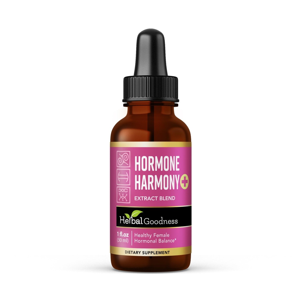Herbal Goodness Hormone Harmony 1oz – Organic Hormone Balance Supplement for Women, Enriched with Probiotics, Menopause Relief, Fertility Support, PMS & Lactation Aid