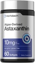 Horbäach Astaxanthin 10mg ← 60 Softgels ← Algae Derivada Fórmula Silencioso no GMO, Gluten Free Supplement