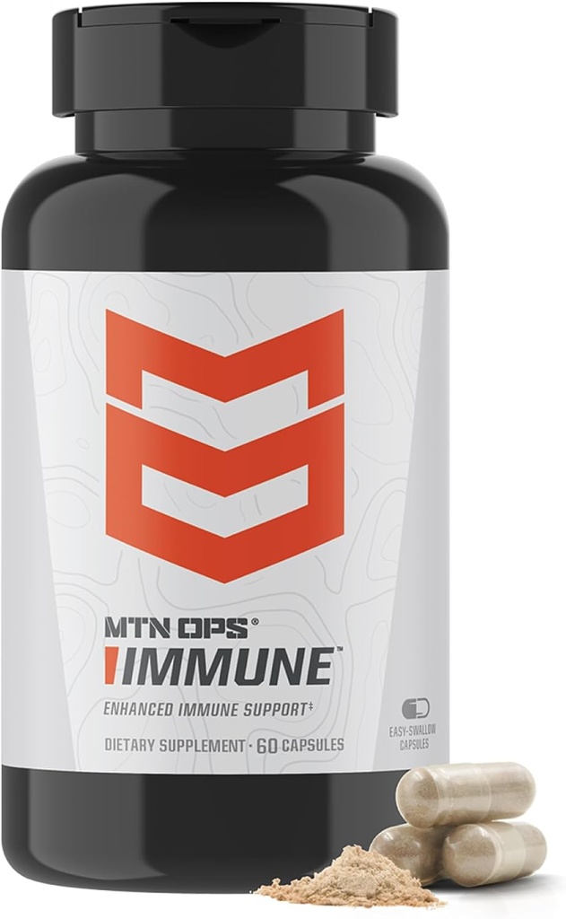 MTN OPS Immune™ Capsules Daily Immune Support with Vitamin D, Vitamin C, Zinc, Elderberry, Echinacea & Antioxidants - 60 Easy-Swallow Capsules - 30 Servings