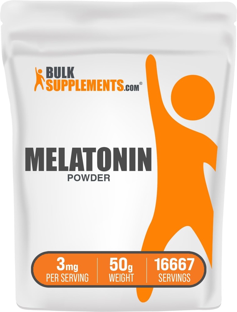 BulkSupplements.com Melatonin Powder - Pure Melatonin, Sleep Aid for Adults - Vegan & Gluten Free, 3 mg por Serving, 50g (1.8 oz) (Pack of 1)