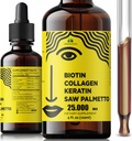 Líquido Biotina Collagen Keratin 4fl oz Suplementos líquidos para mujeres - Ampliar Fórmula Pelo Piel uñas Suplemento con 10000mcg Collagen 5000 mcg Biotina 5000 mcg Keratin 5000 mcg Saw Palmetto