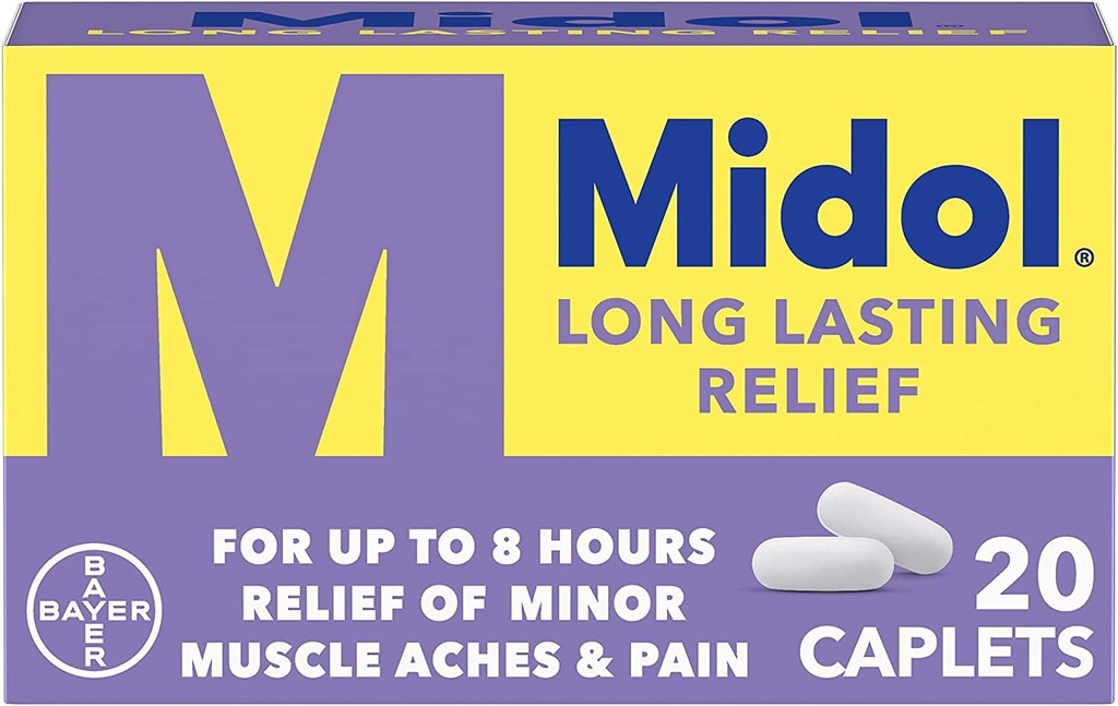 Midol Long Lasting Relief - 20 Caplets, Pack de 6