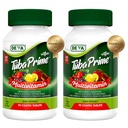 DEVA Tuba Prime Vegan Multivitamina libre de hierro Vitamina y suplemento dietético mineral Antioxidantes, Fruta &amp; Veg Blend, Super hongos, Probióticos, Prebióticos, Semillas, Herbs 90 Tabs 2-Pack
