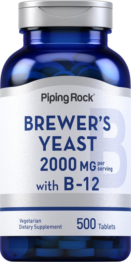 Piping Rock Brewer's Yeast Tablets 2000mg ← 500 Pills ← Vígetariano, Suplemento No OGM