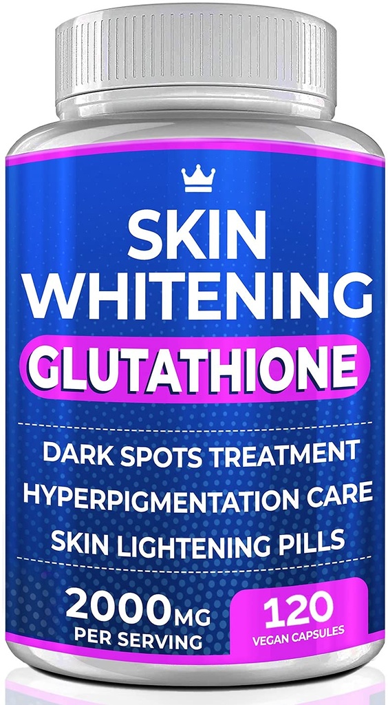 Glutathione Whitening Pills - 120 cápsulas 2000mg Glutathione - suplemento de iluminación eficaz de la piel - manchas oscuras, Melasma &amp; Acne Scar Remover, tratamiento de hiperpigmentación - Antioxidante envejecido