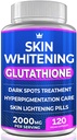 Glutathione Whitening Pills - 120 cápsulas 2000mg Glutathione - suplemento de iluminación eficaz de la piel - manchas oscuras, Melasma &amp; Acne Scar Remover, tratamiento de hiperpigmentación - Antioxidante envejecido