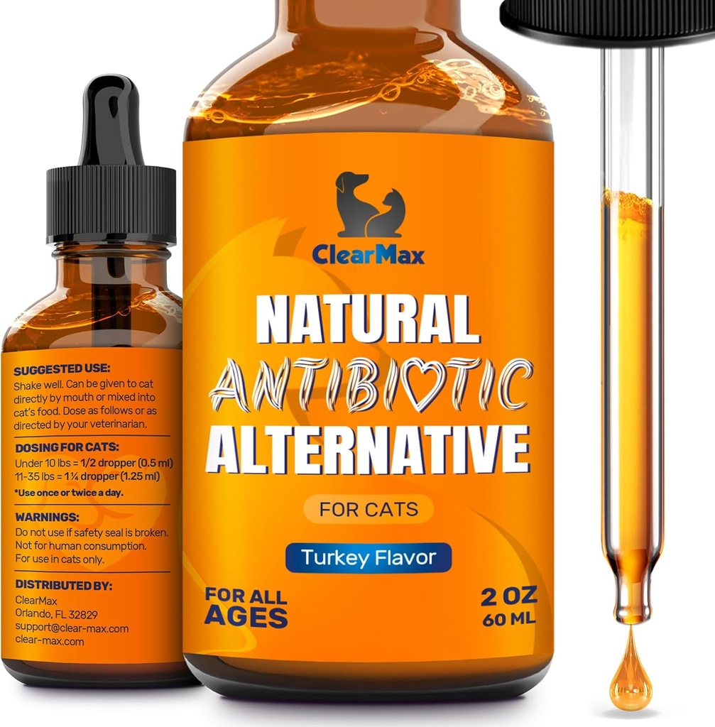Antibióticos para gatos en gotas – Tratamiento de la infección respiratoria de Сat: frío, tos y alergias – Tratamiento de la UTI de gato con sabor de Turquía – Posibilidad de las articulaciones de las caderas – Propio para todas las edades
