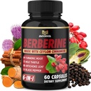 Berberina con canela de Ceilán, Turmérica, Cardo de Leche, Artichoke, Pepper Negro - 60 Cuenta - Pack de 1