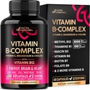 Complejo de vitamina B para hombres y mujeres - Riboflavin B2, B12, B1, B3, B6, B7, B8, B9 tóxico Vitamina C, Choline, Inositol - B-Complex Suplemento - Energía, Cerebro y Corazón - Hecho en EE.UU., 60 cápsulas veganos