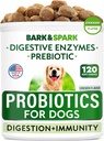 Píldoras probióticas para perros BARK CONSPARK - Gas, Diarrea, Alergias - Enzimas + Prebióticos - Fibra Chewable - Digestión, Inmunidad - Estados Unidos Hecho - 90 Ct - Pollo
