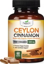 Ceylon Cinnamon Capsules 1800mg - Certified Organic Cinnamon, Bottled in USA, &amp; Pure Extra Strength Ceylon Cinnamon Supplement, Antioxidant Pills, Non-GMO & Gluten Free, Sugar Free - 60 cápsulas