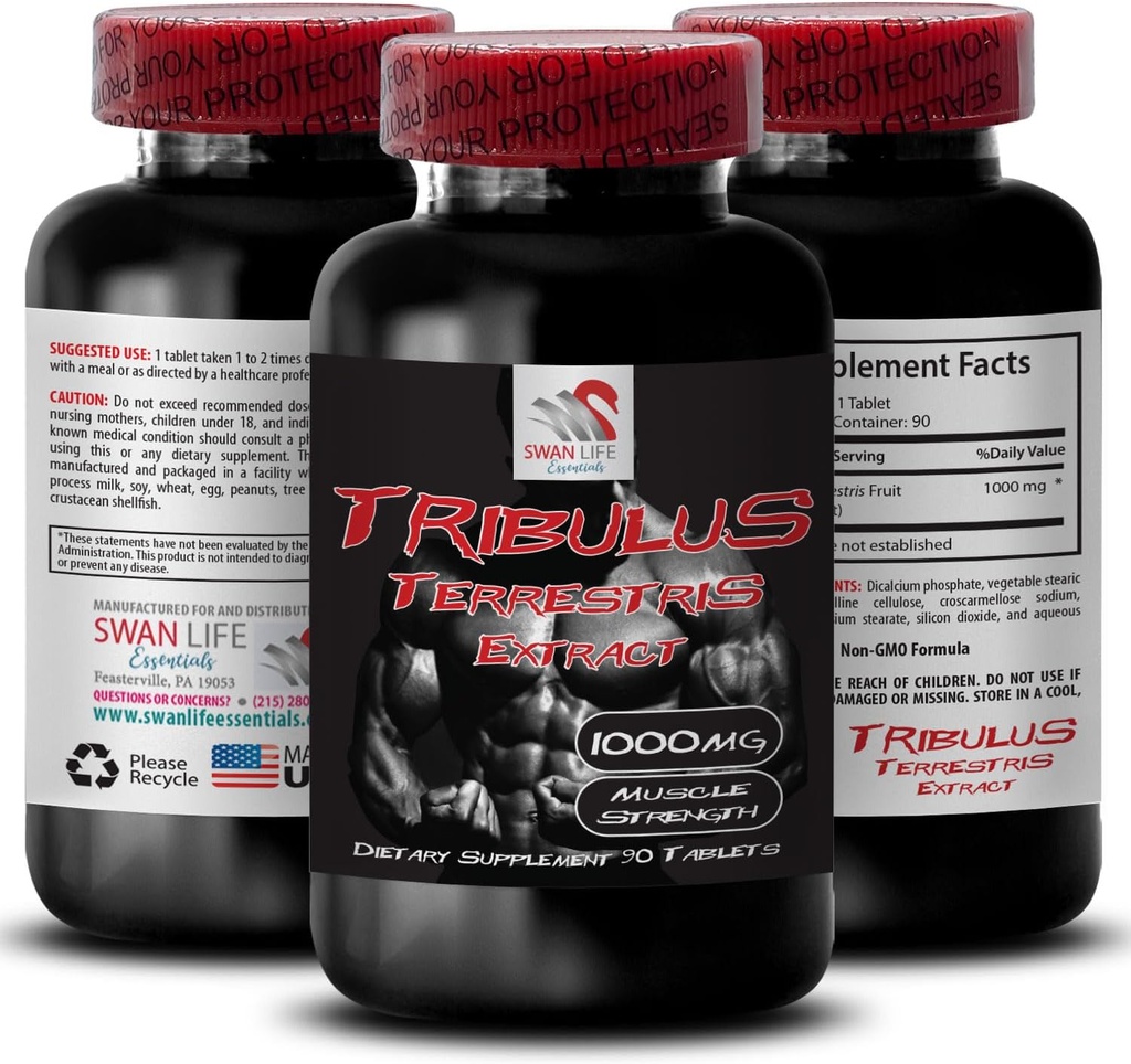 Fórmula de apoyo a la resistencia - TRIBULUS TERRESTRIS EXTRACT - Recarga de energía, soporte de energía Blend, fuerza física, energía potenciada por plantas, Fórmula de apoyo corporal, fuerza y potencia, fuerza activa 1Bot 90Tab