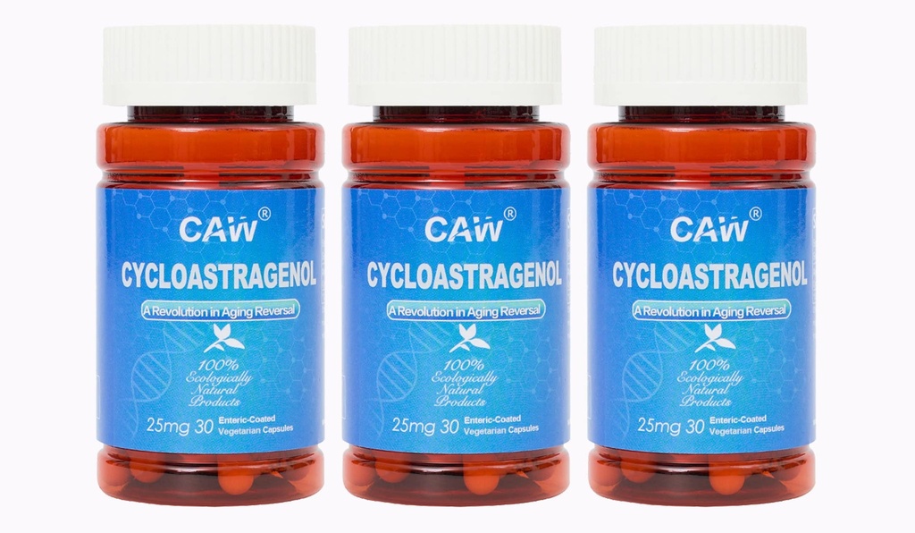 CAW Hypersorption Cycloastragenol  Telomere Support Anti-Aging ¦ Cell Health Immune Booster ← 25Mg 30Enteric-Coated Capsules 3 Bottles