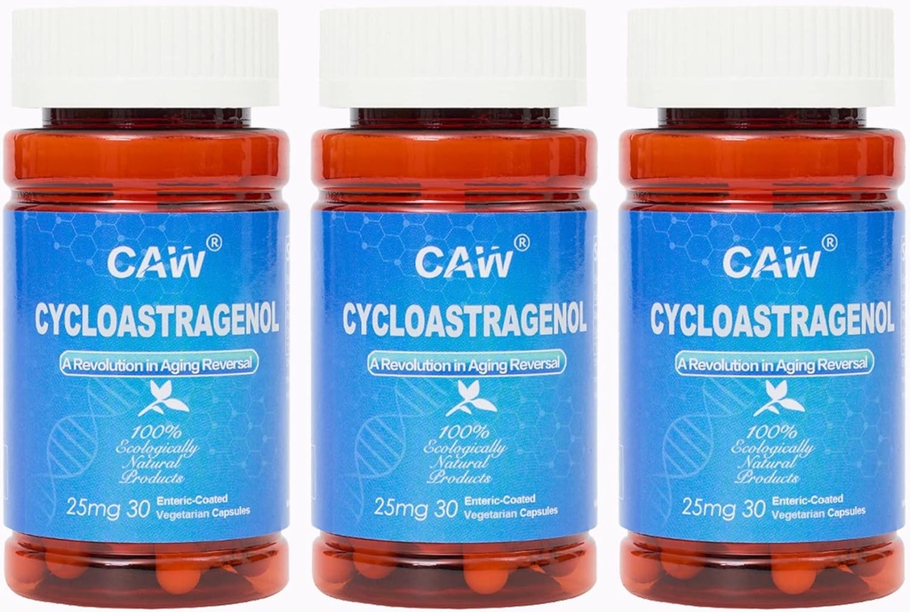 CAW Hypersorption Cycloastragenol  Telomere Support Anti-Aging ¦ Cell Health Immune Booster ← 25Mg 30Enteric-Coated Capsules 3 Bottles