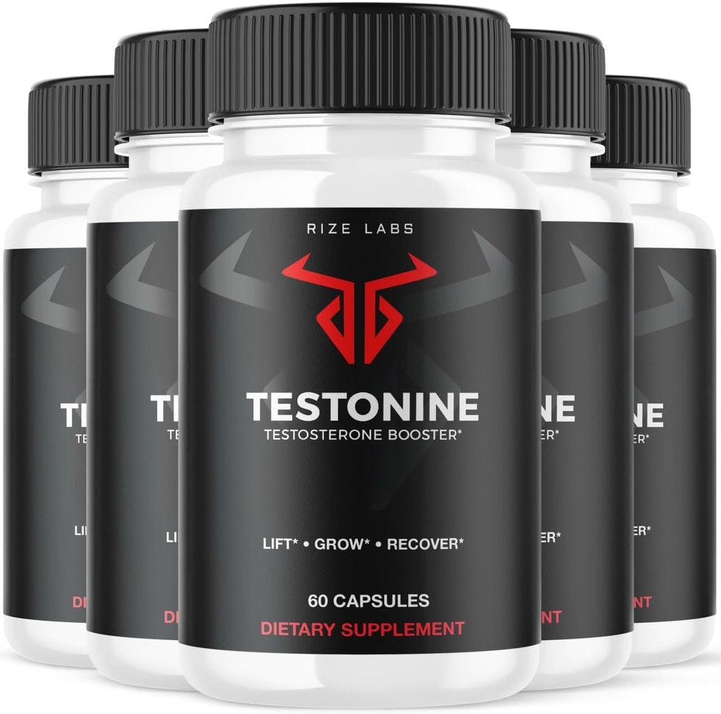 rize labs (5 Pack) Testonine Male Supplement, Testonine Capsules for Men, Testonine Maximum Strength Formula, Testonine All-Natural Pill for Muscle Power, Testonine Reviews (300 cápsulas)