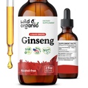 Wild & Organic Korean Red Ginseng Extract Drops - Immune Support - Panax Ginseng Supplement - Add to Tea Liquid Root Tincture - Vegan, Sugar & Alcohol-Free - 2 fl oz