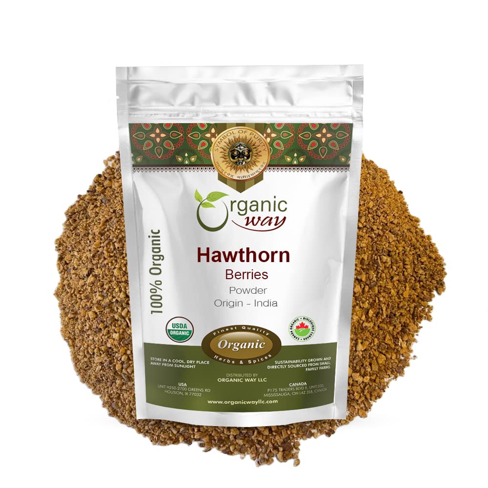 Orgánica Hawthorn Berry Powder (Crataegus monogyna) - European Wild-Harvest Silencio Orgánica " Kosher Certified ← Vegan ← No GMO " Gluten Free ← Origen - Albania (1/4 LBS / 4 Oz)