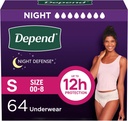 Dependido Night Defense Adult Diapers, Incontinence " Postpartum Bladder Leak Underwear for Women, Disposable, Overnight, Small, Blush, 64 Count (4 Packaging May Vary