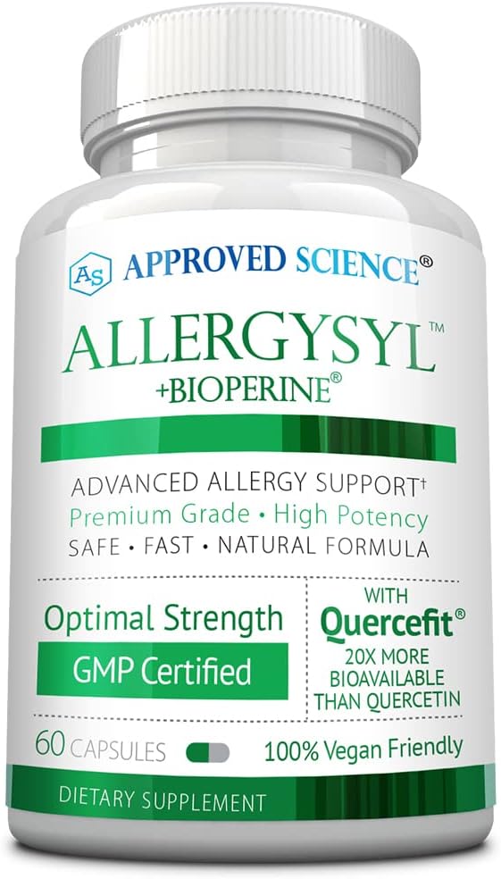 Alergísil científico aprobado - Intensidad inferior de las alergias estacionales, inmunidad superior, rico en antioxidantes - amistía vegana - 60 cápsulas - hecho en EE.UU.