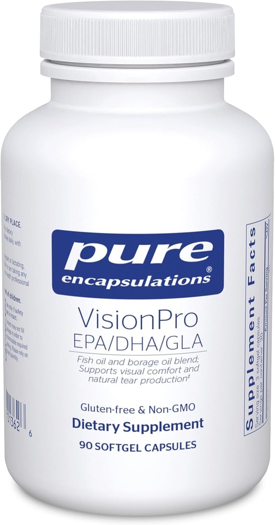 Encapsulaciones puras VisionPro EPA/DHA/GLA Respuestas Natural Tear Production and Retention of Eye Moisture* TEN 90 Softgel Capsules