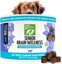 Únicamente NATURAL PET Senior Brain Wellness Dog Chews - Pequeñas, Medianas &amp; Grandes razas, Perros sin dientes & Geriatric, Snacks de sabor suave &amp; tocino, Trucos horneados - 60 Conde