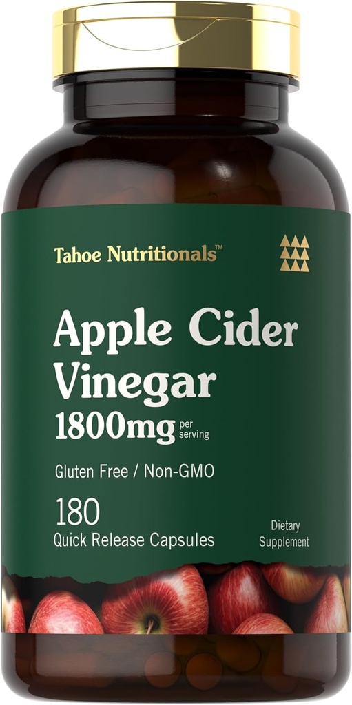 Tahoe Nutricionales Cápsulas de vinagre de manzana Silencioso 1800mg Silencio 180 Conde Silencio No Gluten-Free Suplemento