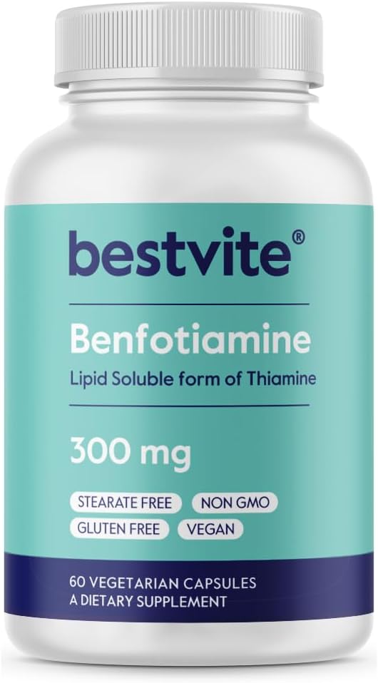 Benfotiamine 300mg (60 cápsulas vegetarianas) No Stearates - No Silicon Dioxide - Vegan - No GMO - Gluten Gratis