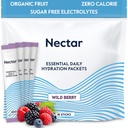 Embalajes de hidratación Nectar - Empaquetaduras de pólvora de electrolitos - No Azúcar o Calories - Fruta orgánica liquida diariamente IV Hydrate Packets para alivio de la deshidratación y rehidratación rápida (Berry 18 Pack)