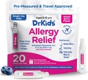 Dr. Kids Children's Allergy Relief Medicine with Diphenhydramine - Pre-Measured Single-Use Vials, Kids Antihistamine for Sneezing, Runny Nose & Itchy Eyes, Mixed Berry Flavor, 20 Count (Pack of 1)
