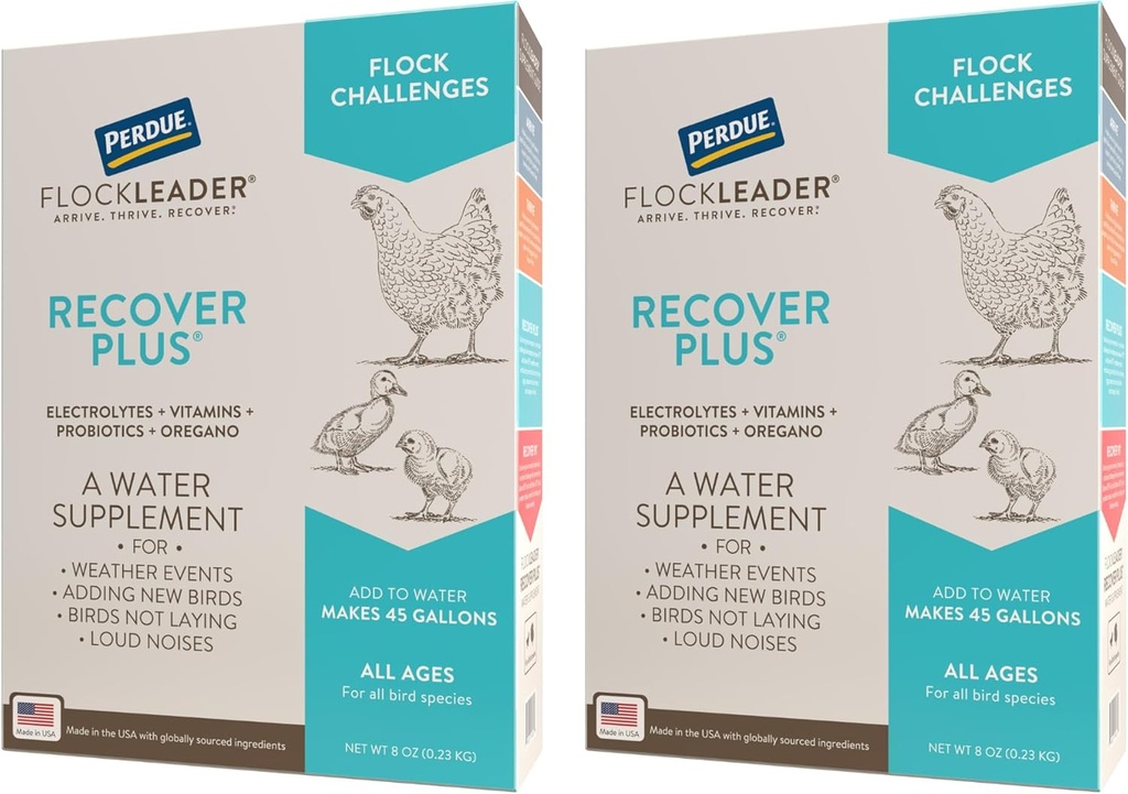 Recover Plus Moderate Stress Probiotic Water Supplement for Chickens with Electrolytes & Oregano, 8 oz (Pack of 2)