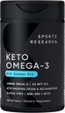 Sports Research® Keto Omega Fish Oil 1400mg - Full Spectrum Omega-3 Blend with Astaxanthin & Coconut MCT Oil - Keto Certified, Soy & Gluten-Free (120 Softgels)
