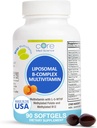 Core Med Science Liposomal Methylated Multivitamin B-Complex, 90 Softgels - Non-GMO Active Super B Complex Vitamin Supplement for Heart Health - VIT Methyl B Complex Immune Support Suplemento